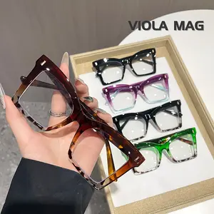 5 pairs of retro personalized colorful cool gradient color light luxury butterfly plain glasses, Stylish Square Frames, 5 different colors together, making life more colorful, Fashionable Frames Glasses