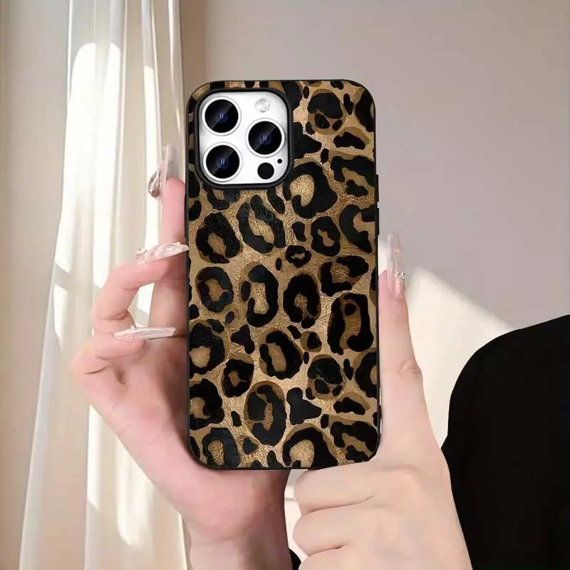 Preppy American Retro Leopard Print Protective Cellphone Casing - Fashion Accessory, Novelty Design, Full Protection, Waterproof, Durable Flexible Shell for iPhone 17 Air,16,15,14,13,12,11,XR,XS,XS Max,SE,8,7 Pro,Plus,Mini Series