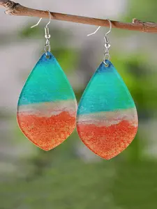 Colorblock Dangle Earrings, Fashionable, Chic Gorgeous Jewelry for Women & Girls, Trendy All-match & Exquisite Jewelry for Birthday Gift, Ocean Vibes Dangles