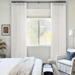 Modern Neutral Aesthetic Pinch Pleated Linen Curtains, 84 Inch Memory Trained Semi Sheer Light Filtering Drapes, Natural Cream Birch Ivory with Hooks for Living Room