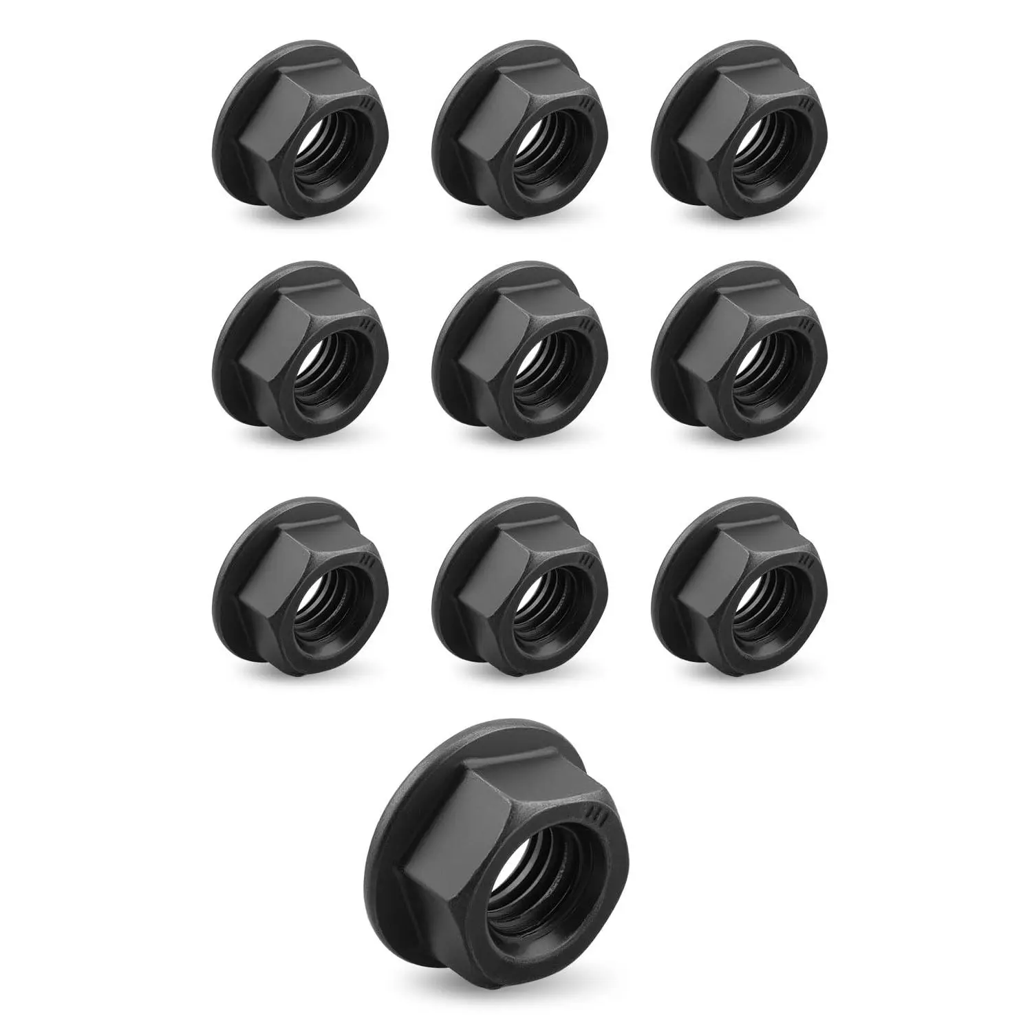 10 Pack Windage Tray Nuts 11609746 Fit for Chevrolet GM, LS & Vortec Series Engines 1997-2013, M8x1.25 Serrated Flange Hexagonal Nut, Carbon Steel