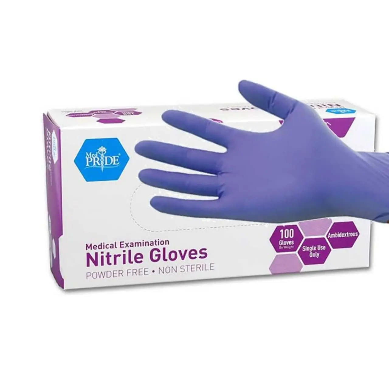 Powder-Free Nitrile Exam Gloves, Iris Blue, Medium, Box/100 Powder-Free Nitrile Exam Gloves, Iris Blue, Medium, Box/100