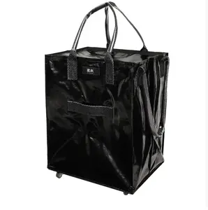 Foldable shopping cart with wheels, portable grocery cart bag for home and supermarket use