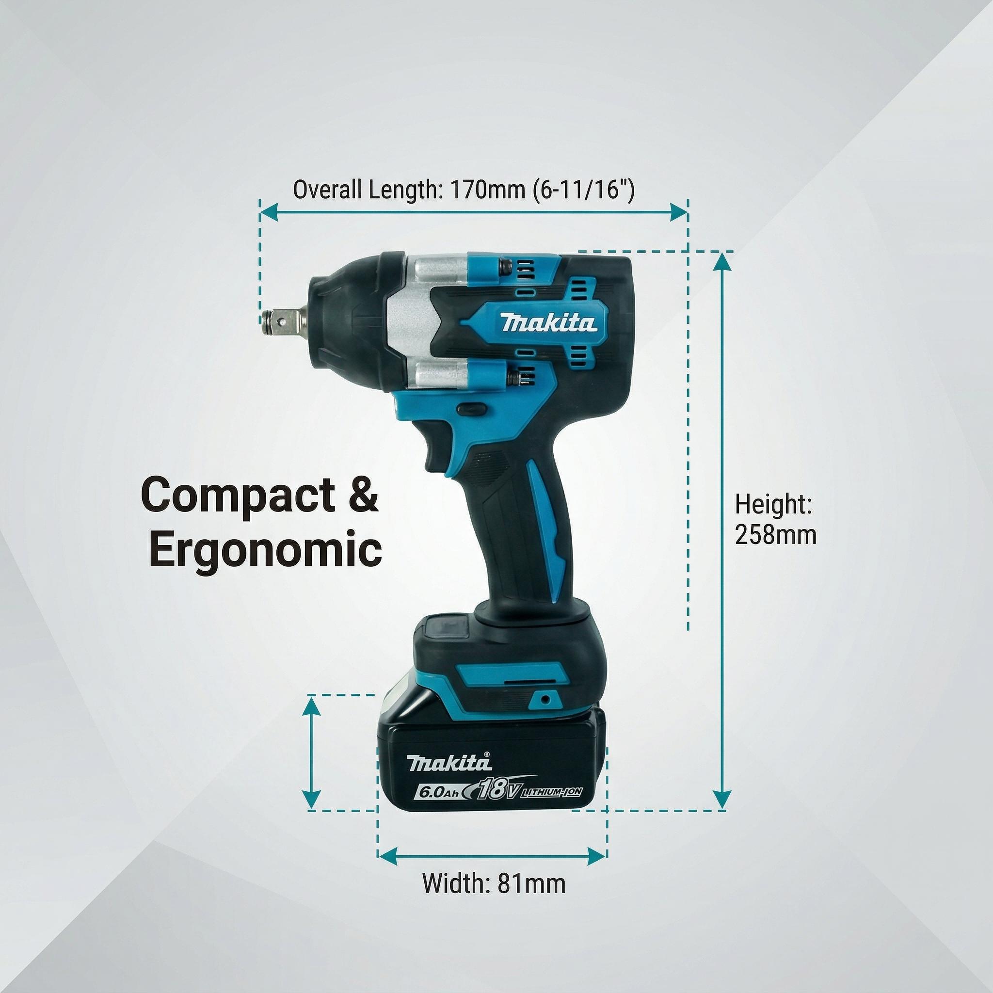 Makita DTW700 Impact Wrench, 700Nm Torque, 0-2700IPM for Heavy-Duty Fastening tool kit set Cordless Drill Household machine power brushless diy garage use great gift workshop repair work