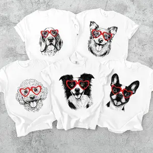 Dogs With Glasses Unisex White T-shirt S-5XL  Top for Pet Lovers Soft Breathable Fabric Perfect Summer Casual Wear Adorable Graphic Unisex Fit
