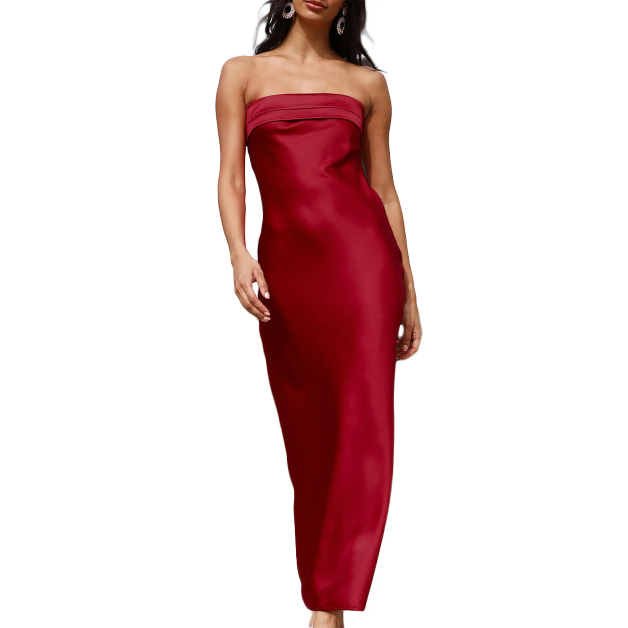 realtix satin dress Realtix Elegant Satin Off The Shoulder Ruched Backless Maxi Dress for Women