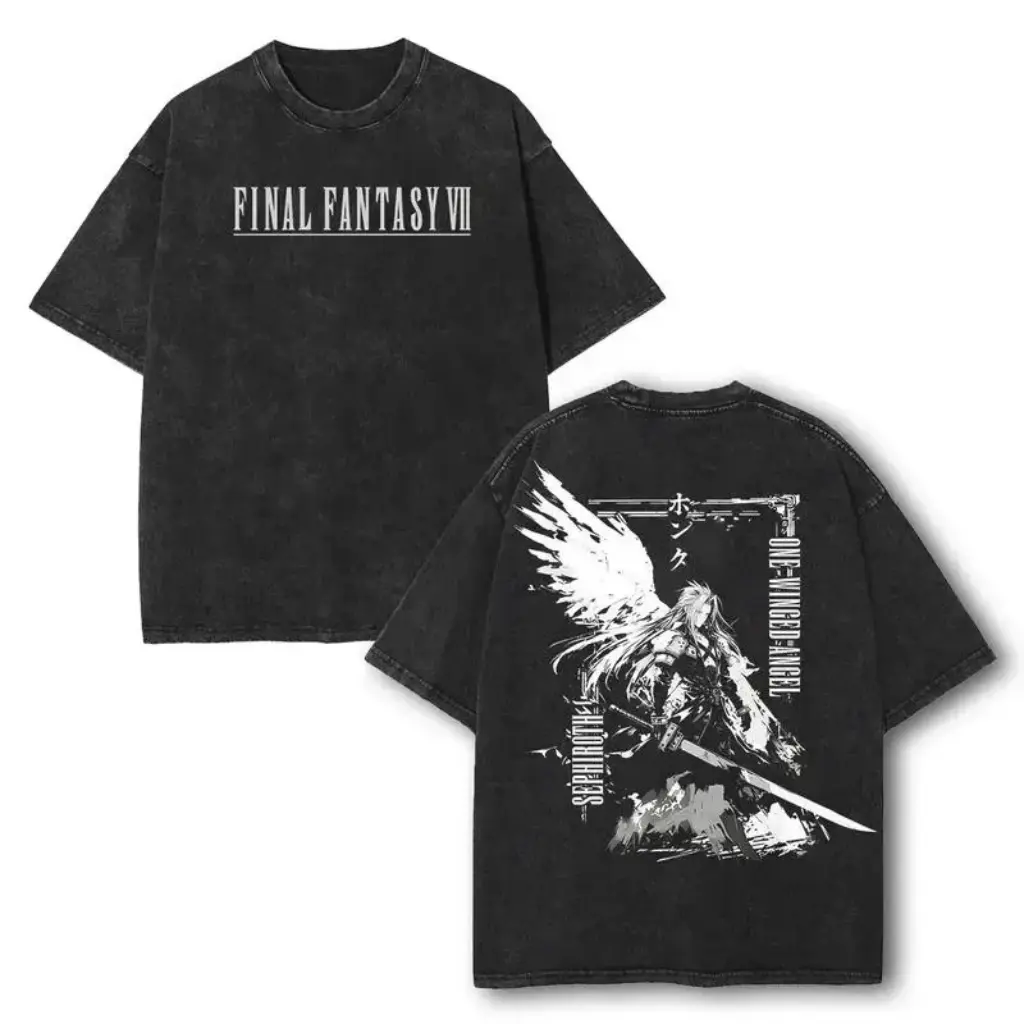 Final Fantasy 7 Sephiroth Anime Graphic Tee | Unisex Soft Cotton Black Crewneck T-Shirt | Gaming Streetwear Gamer Valentine Gift Casual Fabric