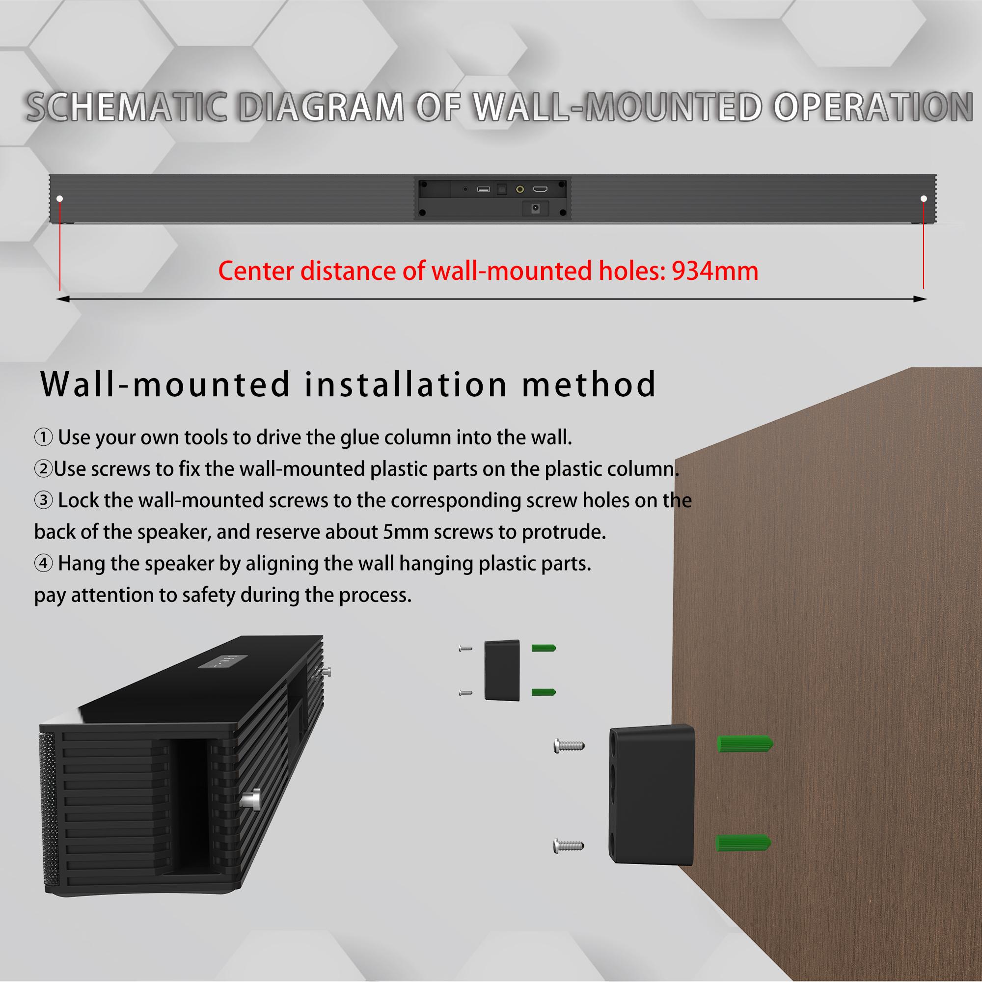 Sound Box, Bluetooth 5.0 Soundbar Speaker, Home Theater 3D Soundbars Bass Subwoofer With ARC,OPT,Coaxial Line Remote Control