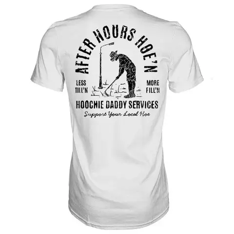 Men's Funny Meme T-Shirt - "After-Hours Hoe'n Hoochie Daddy Services" Graphic Tee, Mid-Sleeve Cotton Crew Neck Round Neck Top, High Quality Printing Stand Out Unisex Casual Daily Wear Undershirt Streetwear