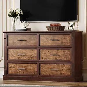 6-Drawer Dressers for Bedroom, Engineered Wood Chest of Drawers with Organizing Cabinets, Interior Bedroom Furniture for Storage
