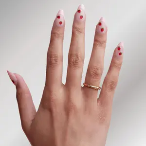 Pink Strawberry Press-On Nails - Salon-Worthy Almond Shape Manicure Kit with Glossy Finish & Chic Fruit Accents for Easy Application