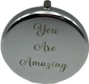 Personalized Laser Engraved Compact  Mirror with Custom Text for Unique Gift