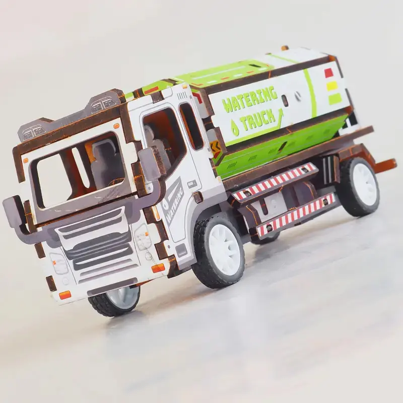 Wooden Water Truck Building Blocks, Water Truck Bricks, DIY Wooden Puzzle Model Set, Special Birthday Gift, Collectible Craft Accessories