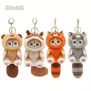 2Pcs/4Pcs Cute Plush Keychain | 4 Styles Optional | 5 Inch Viral TikTok Kawaii Stuffed Animal Backpack Charm | Soft Cat Cosplay Plushie Pendant Bag Accessories Car Key Holder Gift for Girls Women Birthday Party Favor