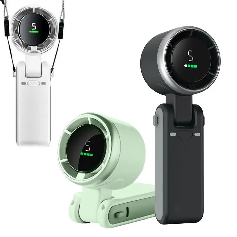 Portable Handheld Turbo Fan, 5 Gear Wind,4000mAh Battery Operated, Up to 10Working Hours, 3 IN 1 Hand Fan Rechargeable for Outdoor Activities Travel W