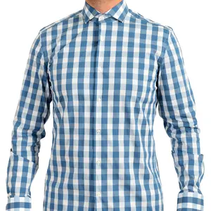 Hugo Boss Men's Multi-Color Slim Fit Plaid Long Sleeve Dress Shirt US 17 IT 43