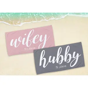 Personalized Mr. & Mrs. Beach Towel: Honeymoon Newlywed Gift