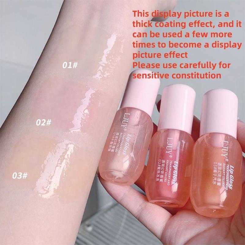 3 PCS/set Lip Balm Lip Gloss, Moisturizing Hydrating Lip Glaze, Glossy & Non-sticky Lip Stick, Plumping Lip Oil Lip Stick Cosmetic for Girls & Women, Makeup