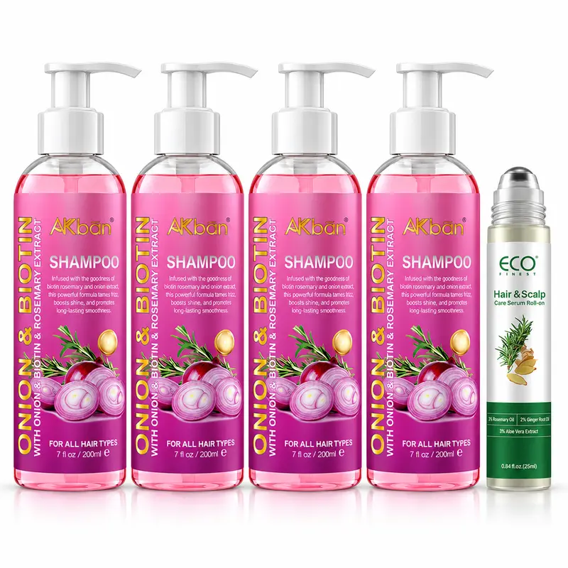 Buy 1 Get 1 Free | AKBAN Onion Biotin Shampoo Set with Rosemary Blend Hair Oil, Hair Growth & Repair