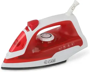 Commercial Care Clothing Steam Iron, 1200 Watt Portable Iron, Self-Cleaning Steamer for Clothes with Nonstick Soleplate, 6.76-Oz. Water Tank Capacity, CCSI100, Red