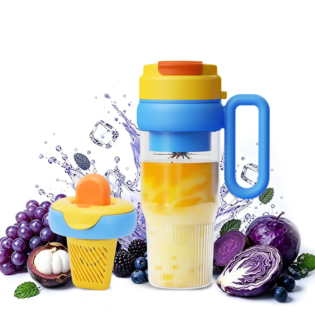 23oz Portable Blender Tumbler – Rechargeable Personal Smoothie Cup with 20000RPM Motor, Ice Crushing Blades, Auto-Reverse Blending & Leakproof Straw Lid. BPA-Free Stainless Steel Insulated Cup, Keeps Drinks Cold for Travel, Gym, Office & Home