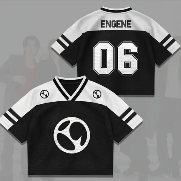 Kpop Boy Band Concert Outfit Football Jersey, Kpop Streetwear Croptop, Engene World Tour Merch Custom Kpop Jersey, Oversized Y2K Concert Top