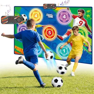 Electronic Scoring Soccer Toy Game Mat Set for Kids, Indoor Outdoor Toss Soccer Target Game with Real-Time Score, 2 Soft Soccer & Goal, Birthday Gifts for 3-5/6-8/8-12 Years Old Boys Girls