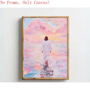 Jesus Walking On Water Canvas |         Religious Painting, Savior Wall Art, Wall Decor |         Jesus in Nature Wall Decor for Bedroom, Study & Home |         Unframed Poster Kitchen Print abstract room