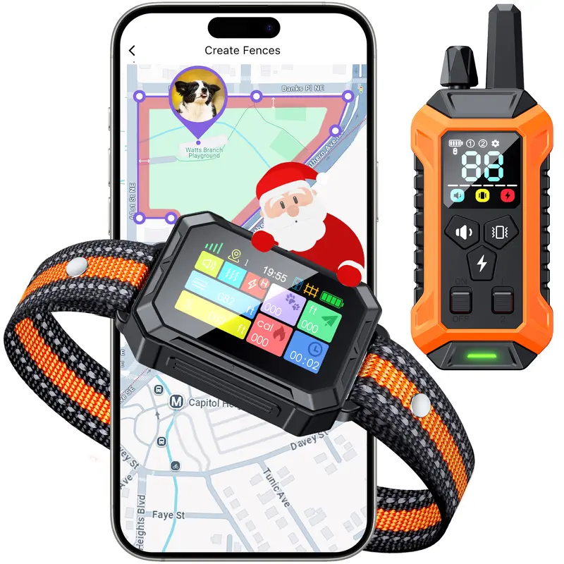 Meowant GPS Wireless Dog Fence & Training Collar, Waterproof & Safe Outdoor Use, App Control, Beep/Vibration/Correction