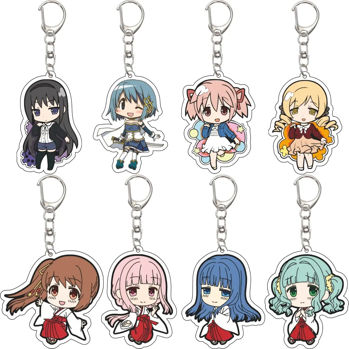 Puella Magi Madoka Magica Keychain, Kaname Madoka, Akemi Homura, Tomoe Mami, Miki Sayaka, Sakura Kyoko Bag Charm
