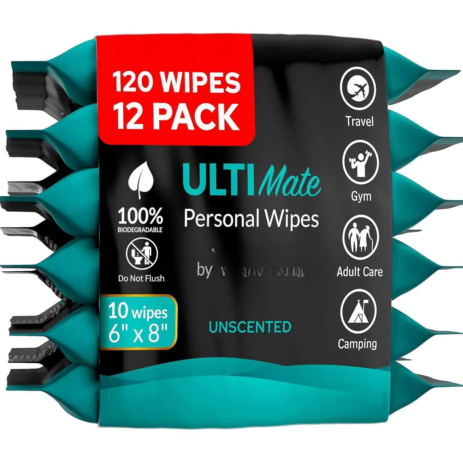 Shower Travel  and  Wipes 120 Wipes 6''x8'', Biodegradable Personal Hygiene  Cleansing Wipes for Men for After Gym Travel Camping Adult Bathing Wipes,Unscented