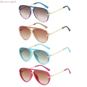 4-Pack Unisex Retro Aviator Sunglasses, 2026 Trendy Multicolor Gradient Lens Design, Classic Vintage Metal Frame Eyewear, Lightweight All-match Shades, Suitable for Daily Matching, Driving, Outdoor Travel and Summer Casual Styling