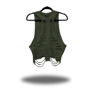ROAD RASH MILITARY GREEN CROP TANK TOP