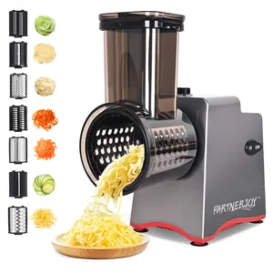 Electric Cheese Grater, 7 In 1 Electric Cheese Grater for Block Cheese, 250w Electric Slicer Shredder with Safe Push Rod, Cheese Graters Machine For Cheeses, Fruits, Vegetables One-Button Start, Easy Clean, BPA-Free, Dishwasher Safe, Kitchen Gadgets Utens