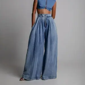 baggy jeans Casual Jeans Distressed Loose Flares Jeans |   Women's Single Piece Spring/Summer/Fall/Winter Daily Casual Polyester Denim Pants Fabric