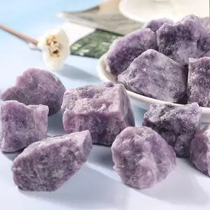 Natural Raw Lepidolite Rough Stone, Purple Rock Chunks Calming Anxiety Relief & Sleep Support Healing Crystal Specimen Home Decor Gifts