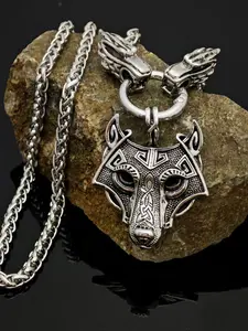Men's Wolf Face Pendant Necklace, Viking Style Jewelry Gift for Him and Her, Fashionable Daily Wear, Unique Historical Lover's Present