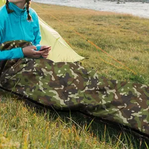 1pc Envelope Camouflage Sleeping Bag, Warm Thickened Compressed Waterproof Camping Thermal Insulation Sleeping Bag, Cold-proof Small Quilt, Suitable For Spring, Autumn And Winter Camping, Mountaineering, Tourism, Hunting