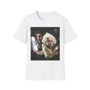Albert and Einstein Portrait T-Shirt | Science Space Illustration