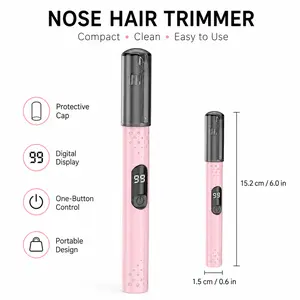 Compact USB Nose & Ear Hair Trimmer - LED Display, Push Button Operation, Portable Specialty Kitchen Grooming Tool