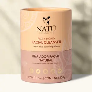 Rice & Honey Facial Cleansing Powder by Natu Botanicals – 3-in-1 Cleanser, Scrub & Mask | Gently Exfoliates, Calms & Nourishes | For All Skin Types | Natural, Soothing Skincare Ritual