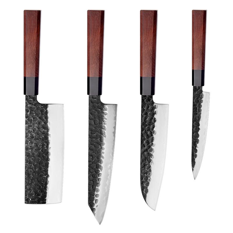 TUSKBLADE KITCHEN KNIFE SET 4 PIECE “PM8 Octa Series” – Composite Steel Chef Knives with Octagonal Grip