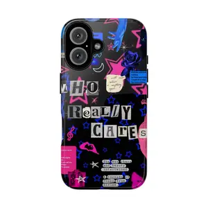 How Really Cares Phone Case, TV Girl Tough Phone Case, Aesthetic Pink Blue Star, Gift for her