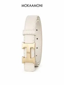 Women's Slim Belt with Letter Buckle, Adjustable Design, Easy to Wear, Suitable for Business Travel and Evening Events, Letter Waistband