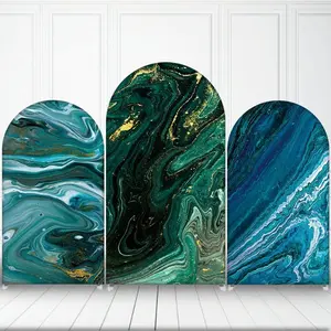 15-day Delivery Blue Green Marble Style Texture Arch Backdrop Cover Spandex Fabric Balloon Background Covers Decoration for Wedding Baby Shower Birthday Party Events
