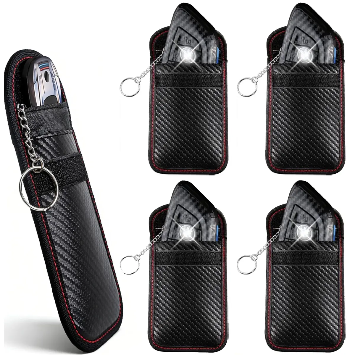4 Pcs Faraday Bag for Car Keys, RFID Signal Blocking Pouch, Anti-Theft Key Fob Protector, Cell Phone Signal Blocker Case, Car Key Fob Cage