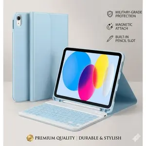 iPad 10th Generation Case with Keyboard 10.9 Inch 2022 Detachable Bluetooth Wireless Smart Folio Cover and Pencil Holder