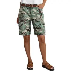 Flamingals Camo Print Patch Pocket Mid Rise Bermuda Shorts Without Belt Womenswear Stretchy