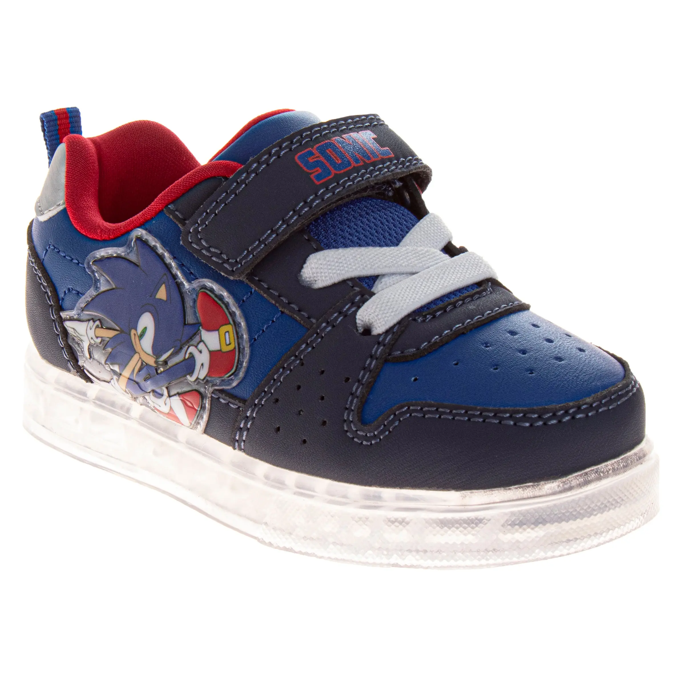 Sonic Design Sneakers Boys Super Speed Athletic Running Adjustable Strap Durable Tread (Toddler / Little Kid)