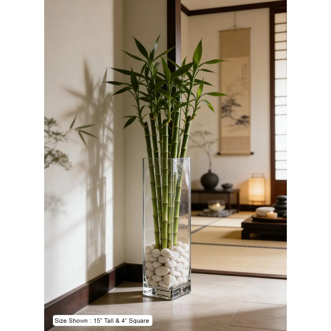 Column Glass Vase, Pack of 6, 4"Diameter & 15"Tall